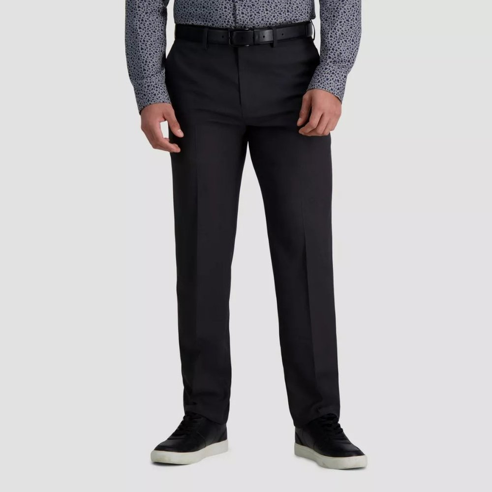 Gray Men's Premium Stretch Straight Fit Dress Pant Trousers 32 X 32 Haggar H26